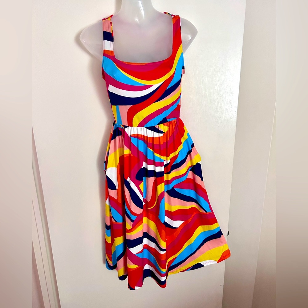 NWOT Haptics By Holly Harper Sleeveless w/ Bows Red Yellow Women’s Dress Sz S-M